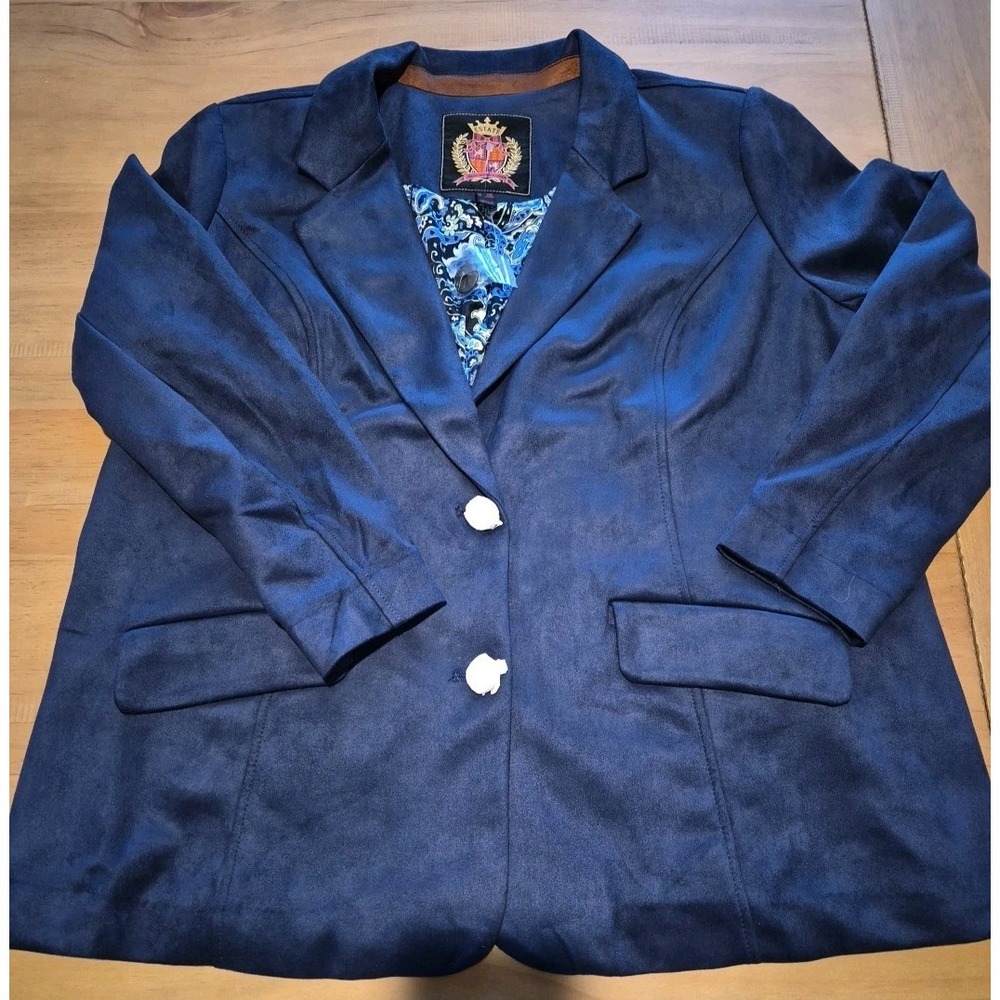 Isaac Mizrahi Estate Stretch Faux Suede Blazer with Lining Dark Size 1X Petite